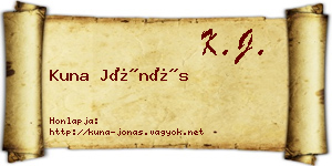 Kuna Jónás névjegykártya