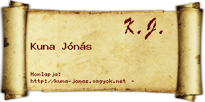Kuna Jónás névjegykártya